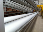 This image shows our capabilities of clear anodising up to 9.5m in length
